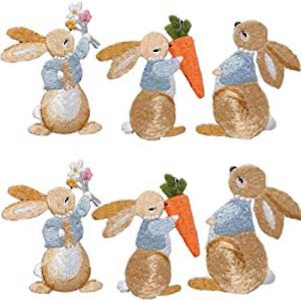 6-piece set of sewing patches, rabbit application patches, embroidery