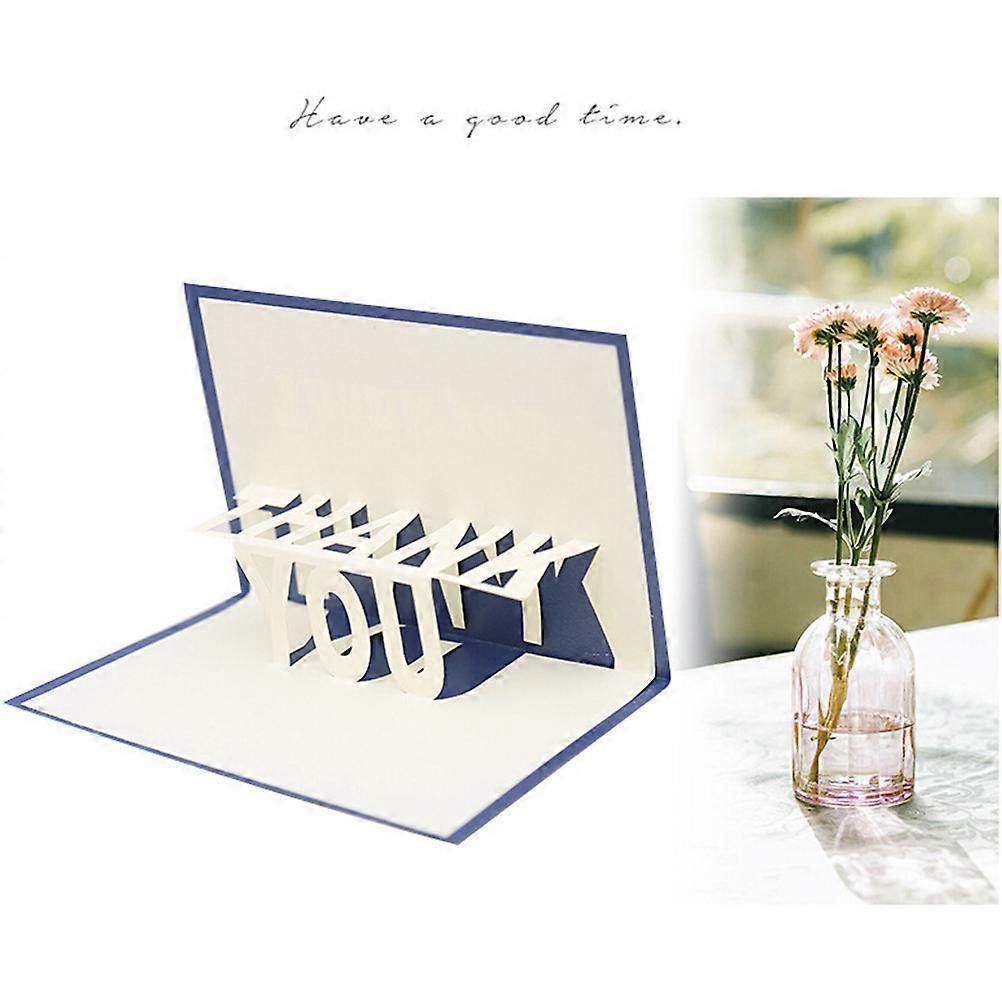 Blue Thank You Card with 3D Design for Presenting on Mother's Day Women's Day or Birthday Gifts