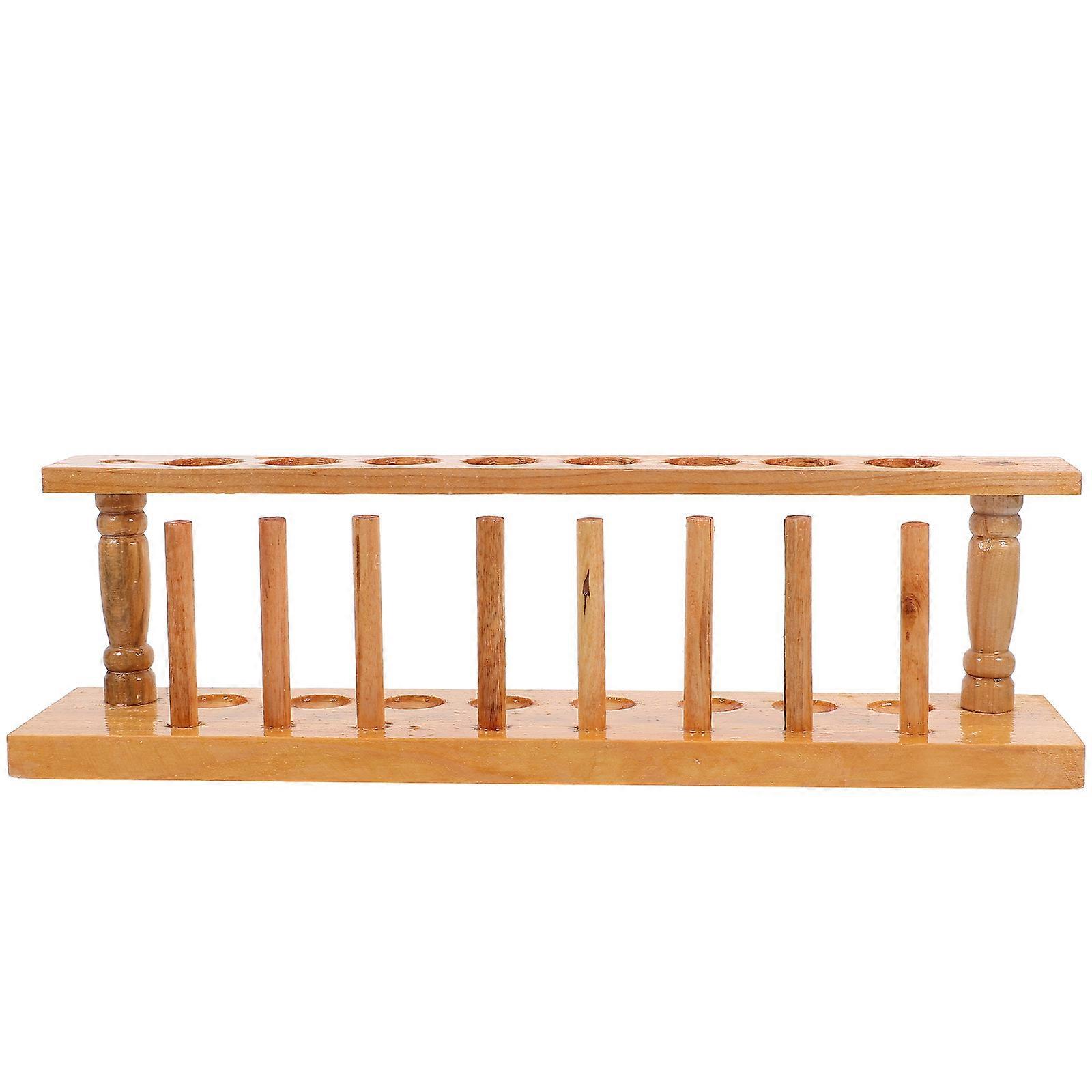 Wooden Test Tube Rack for Experiment Use Light Brown Stable and Sturdy 8 Holes