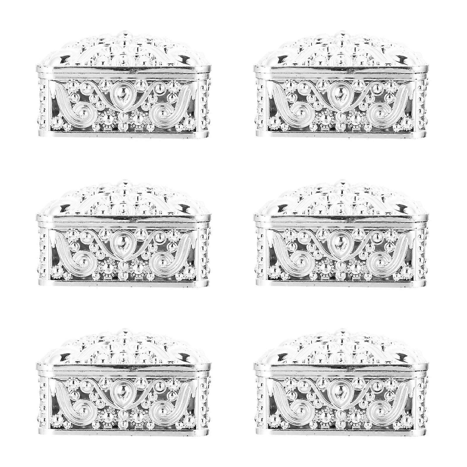 Sturdy Candy Holding Box For Wedding Favors And Jewelry In Silver Color 7.50X7.50X4.00CM With Lid Easy To Clean 12Pcs