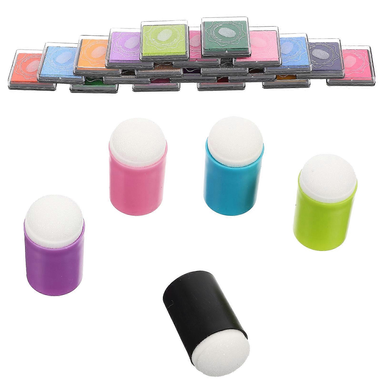 Painting Tools Set with Diverse Utility Featuring Small Round Finger Sponge and Ink Pad for Preschool Kids Activities 1 Set