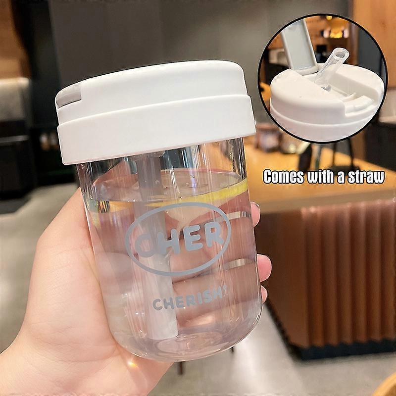 Ins Stylish Small Water Cups Girls Tall Beauty With Straw Cup Students Summer Simple Portable Clear Plastic Cup 2022 New