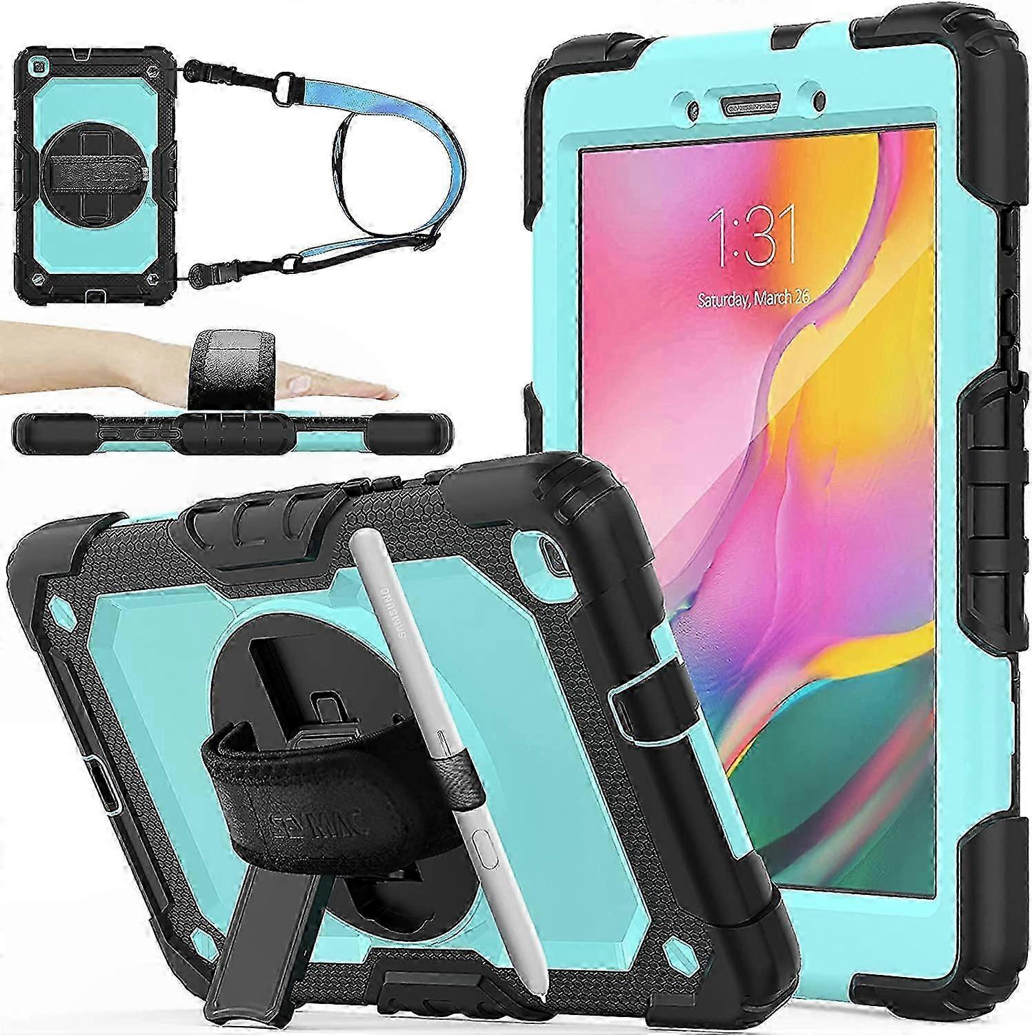 8" Tablet Case with Screen Protector, Drop-Proof Design for T290/T295/T297, SkyBlue/Black