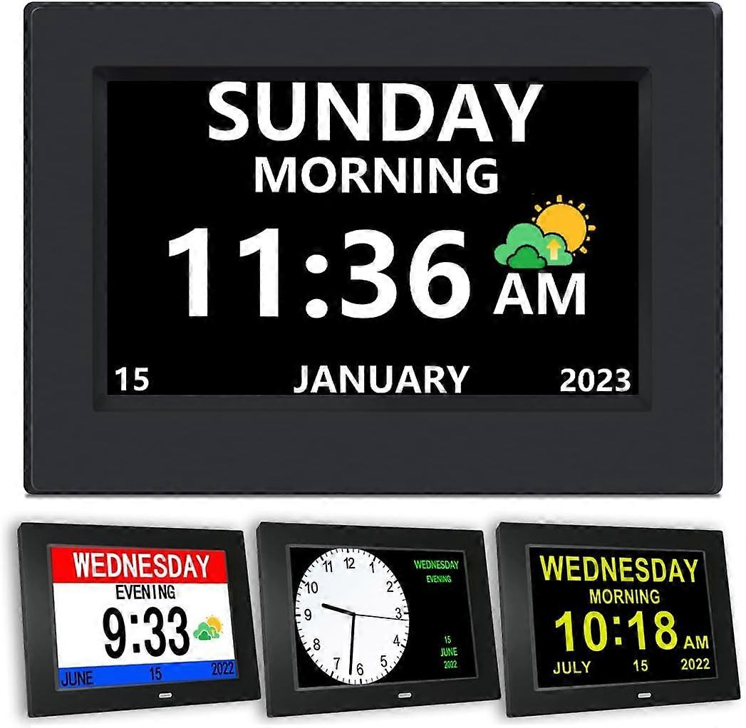 DST Digital Clock with Date and Day of Week for Elderly-12 Alarms Medication Reminder Dementia Alzheimers Clock Calendar with Extra Large Display (