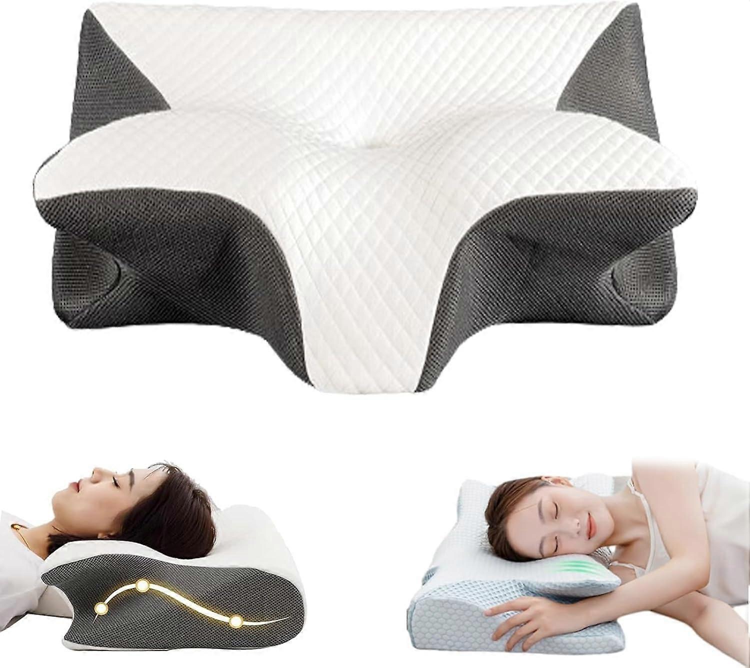 Ornatera Relief Pillow, High Quality Ergonomic Memory Foam Pillow with Contour Design, Black Pillow Case Included