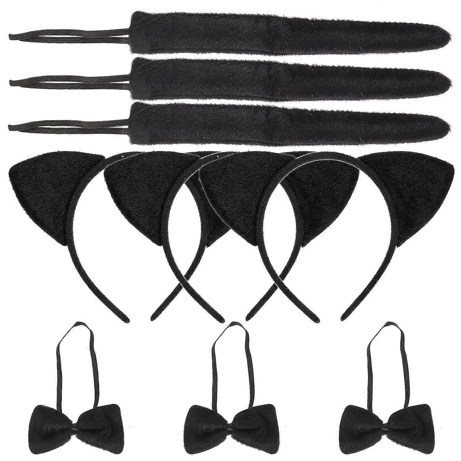 Adorable Cat Ear Accessories with Bowtie and Tail for Themed Events and Performances
