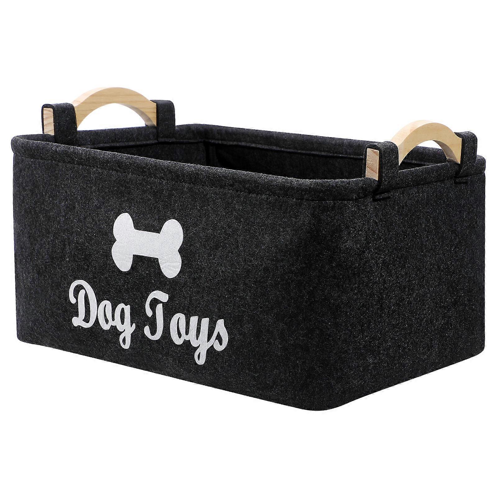 Pet Toy Storage Bin Felt Basket Organizer with Handle for Storage
