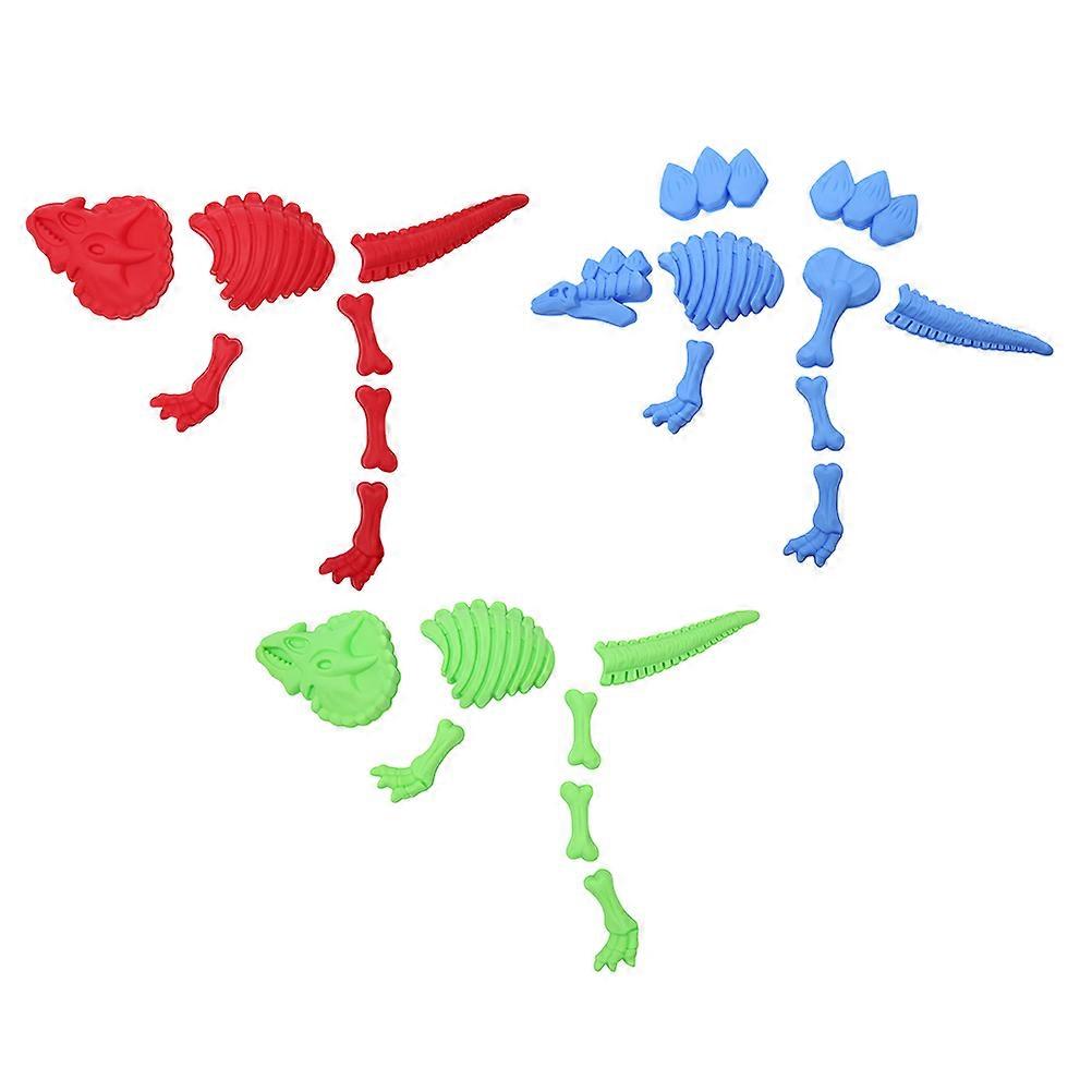 Dinosaur Bone For Sandbox 3Pcs Dinosaur Sand Molds Red Social Skills Development Outdoor Activities Color Cognition