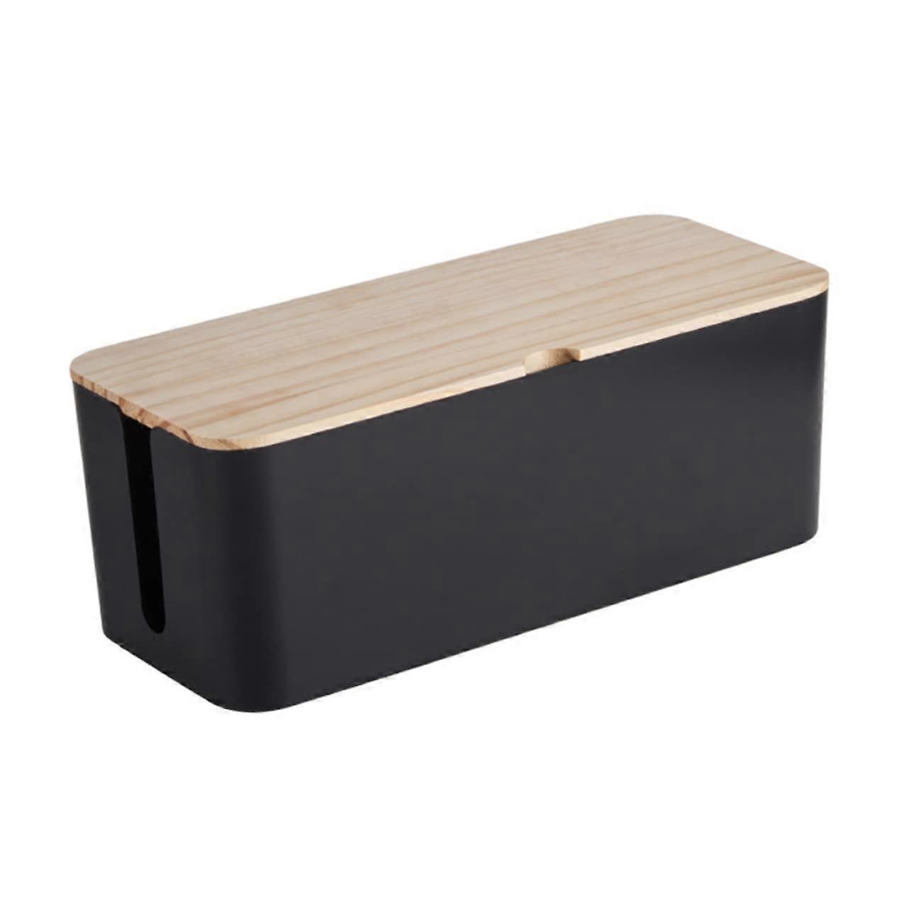 Cable Storage Box with Removable Lid - Stylish Cable Management Solution for Desk, Living Room, and Office, Compatible with Adapters and Chargers