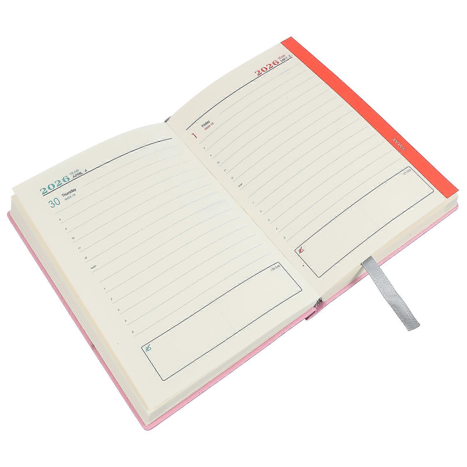 Elegant Rosy Pocket Size Planner 2026 for Office Use PU Cover with Smooth Writing Experience and Versatile Features