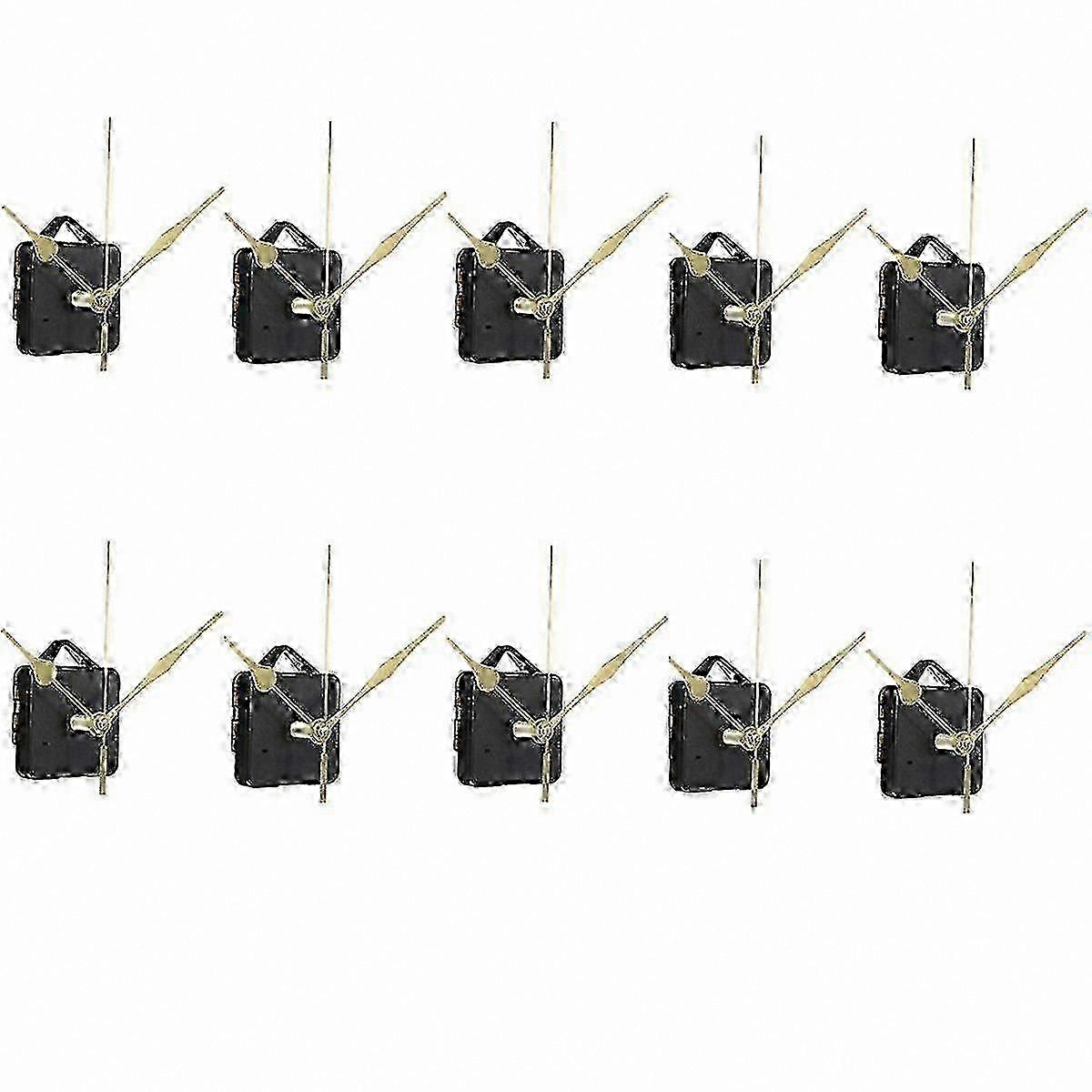 Wall Clock Repair Kit with Quartz Movement and Hands - 10 Sets for DIY Projects