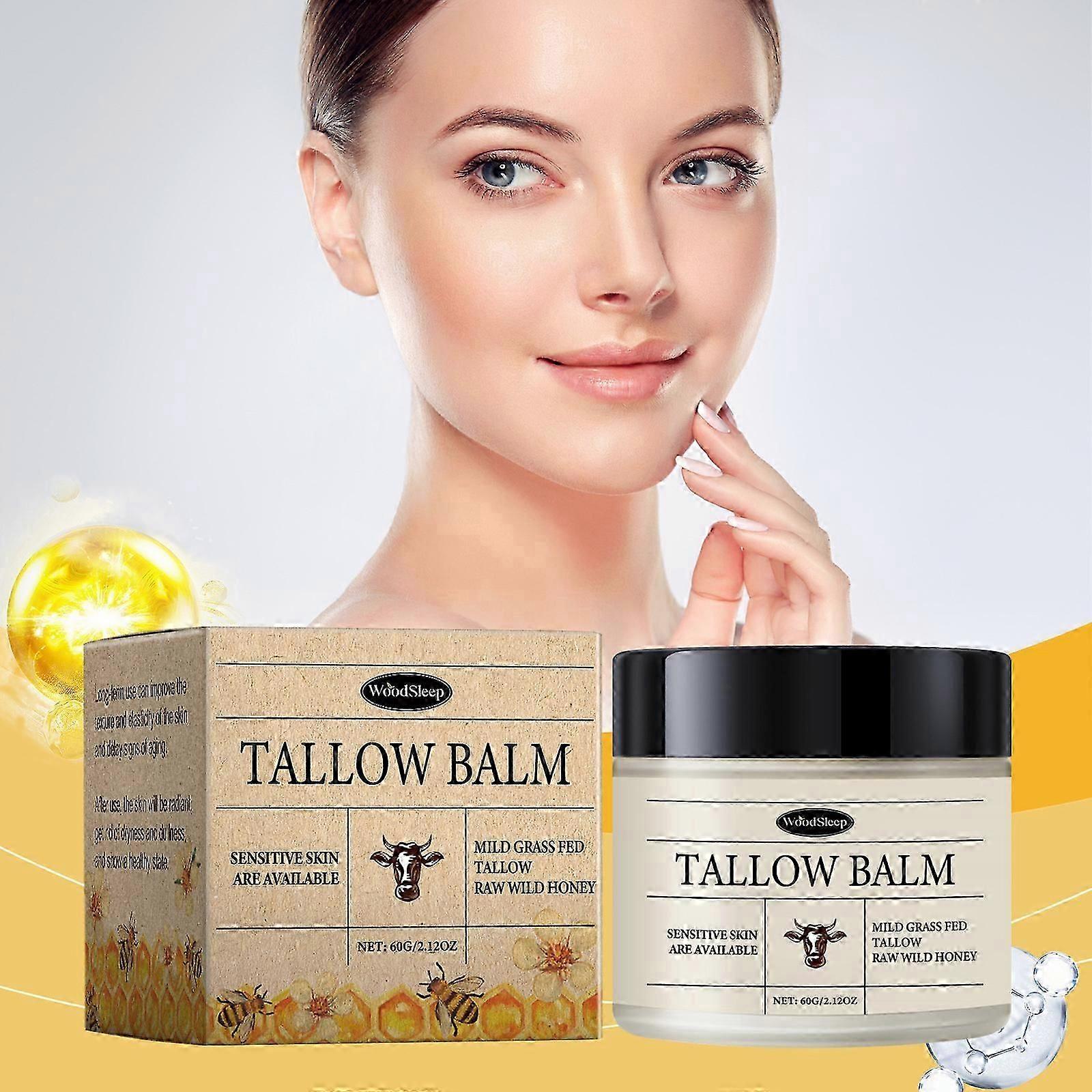 Oksetalg og honningbalsam for hud, økologisk gressmatet storfetalg ansikt