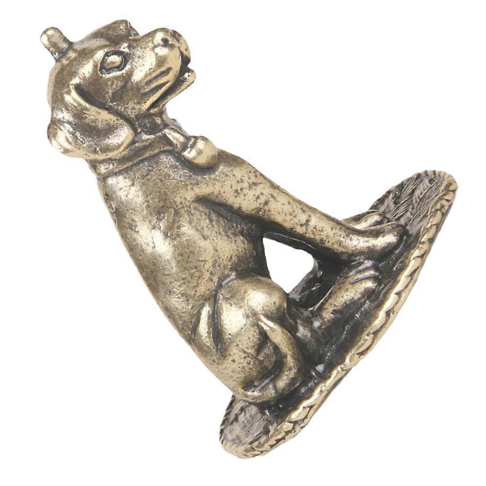 Multifunctional Brass Dog Decor Item For Office Decor With Golden Finish Featuring Dog Shape Sized 5.10X4.30X4.30CM Offered In 1 Pcs