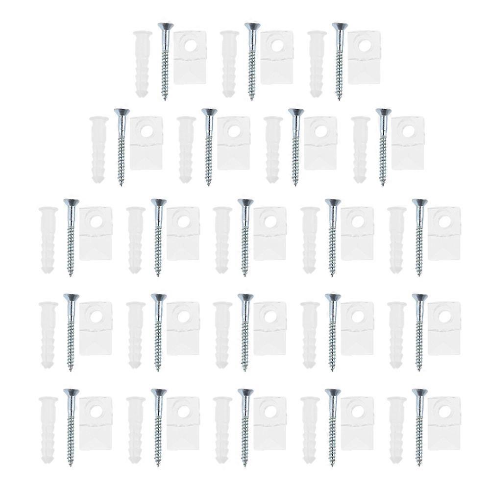 Clear Mirror Holder Clips 22 Sets Durable Plastic Fixing Clips for Easy Installation, Sturdy Glass Retainers with Screws for Home Use