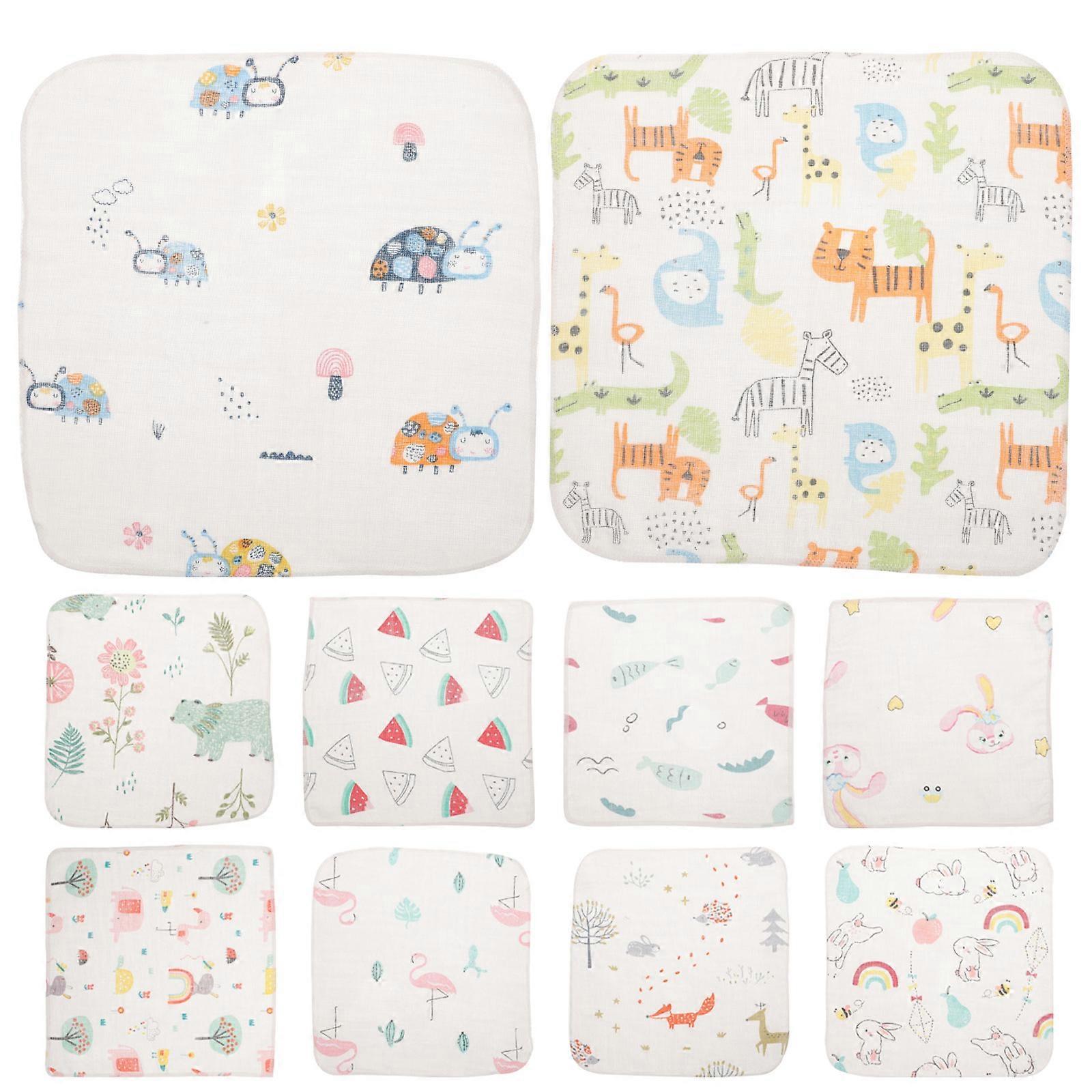 10Pcs Versatile Baby Eating Drool Towels Square Handkerchiefs For Infants 25X25CM Essential For Face Washing