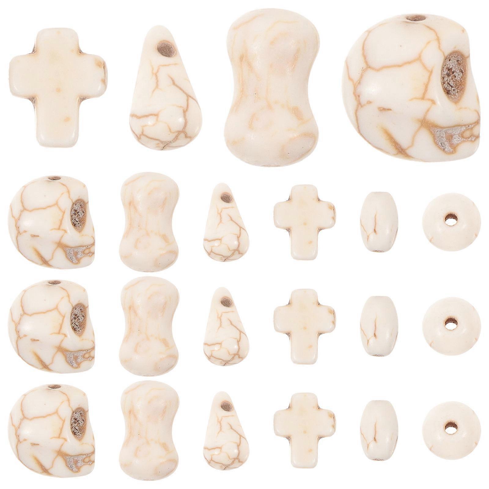 Halloween DIY Skull Beads for Bracelets & Necklaces – Glossy Magnesite with Elastic Cord for Jewelry Making