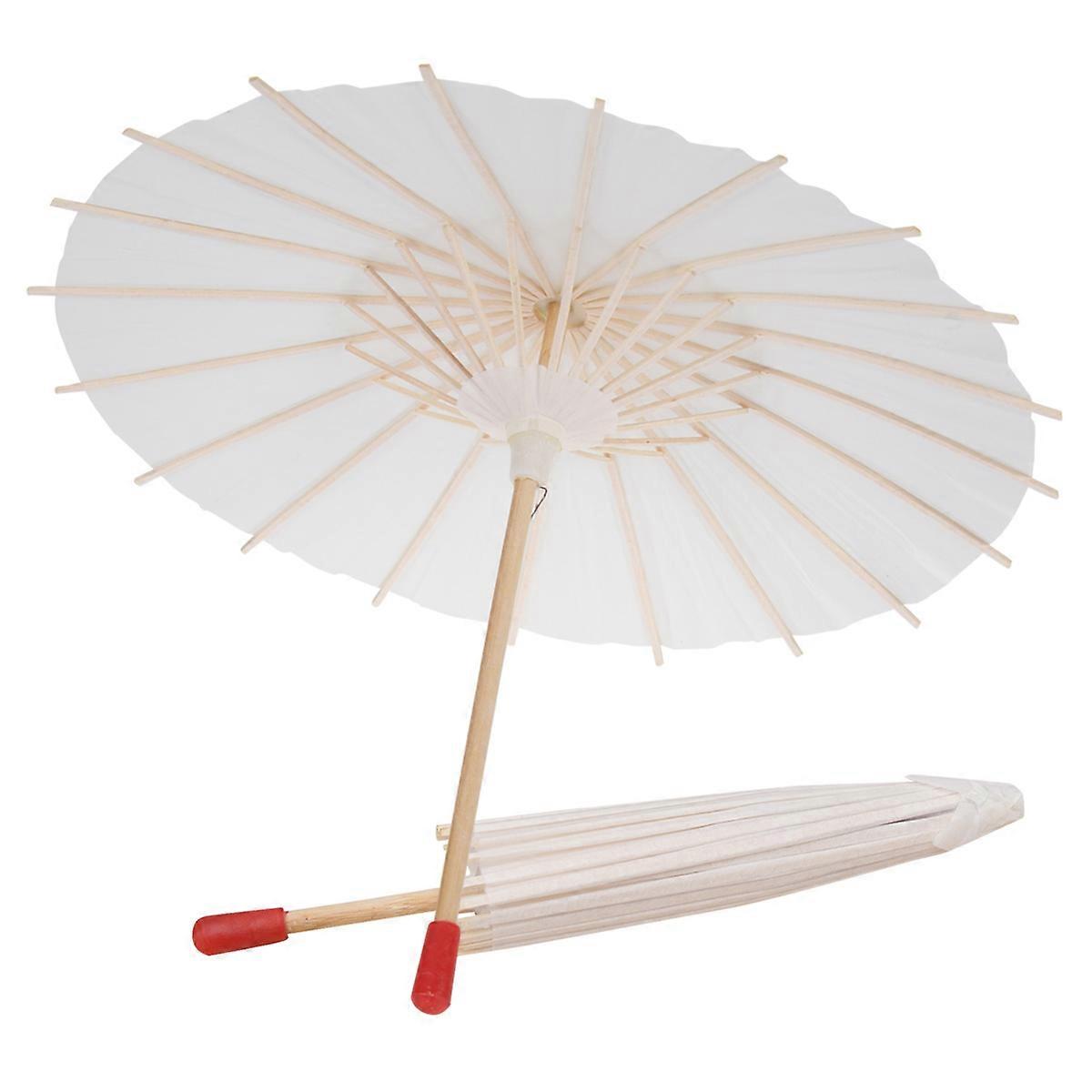 White Paper Parasol Umbrella 2pcs Set Chinese Japanese Design for Weddings, Parties, DIY Crafting & Home Decoration