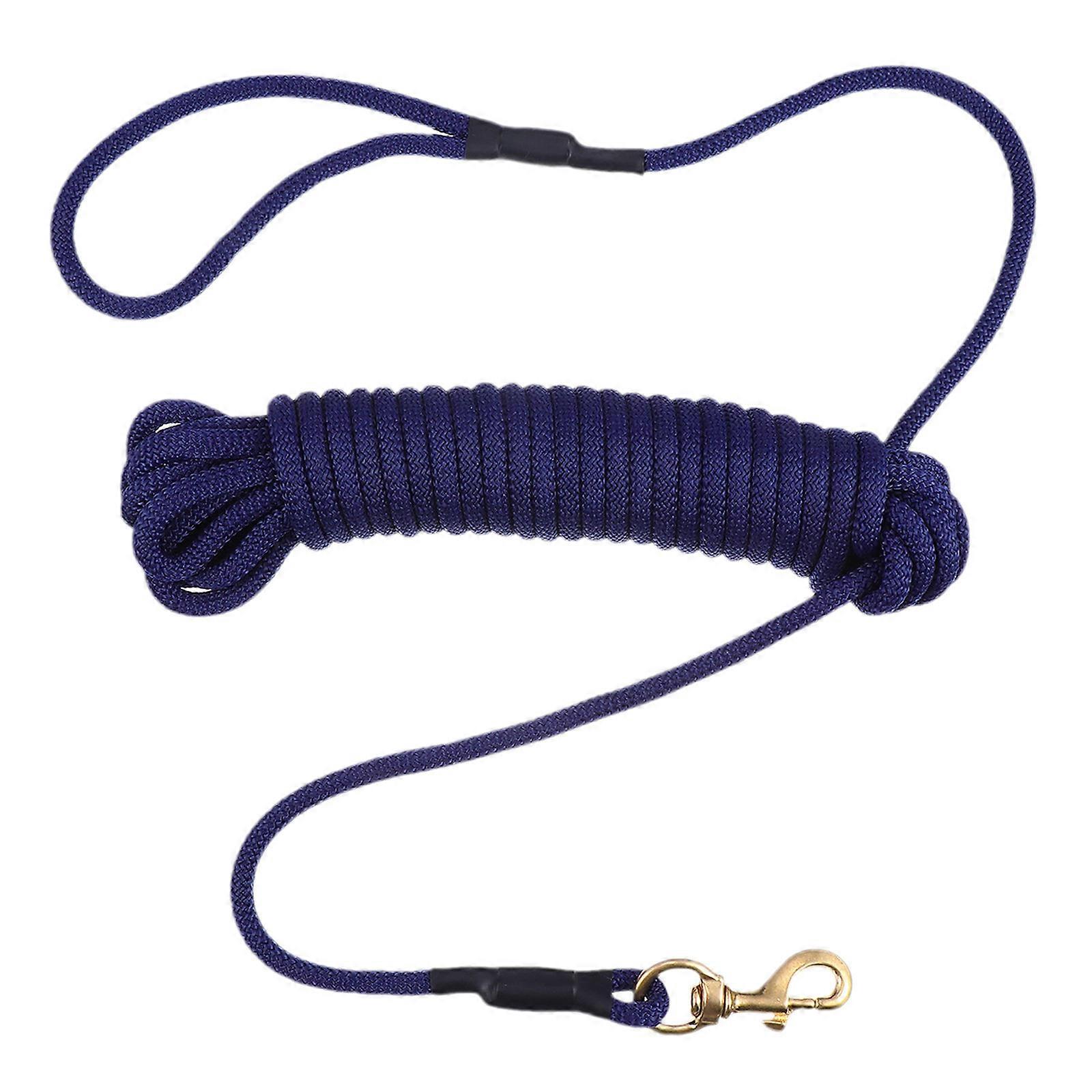 Blue Pet Dog Leash with Copper Buckle and Chain Ring for Outdoor Training 10 Meter