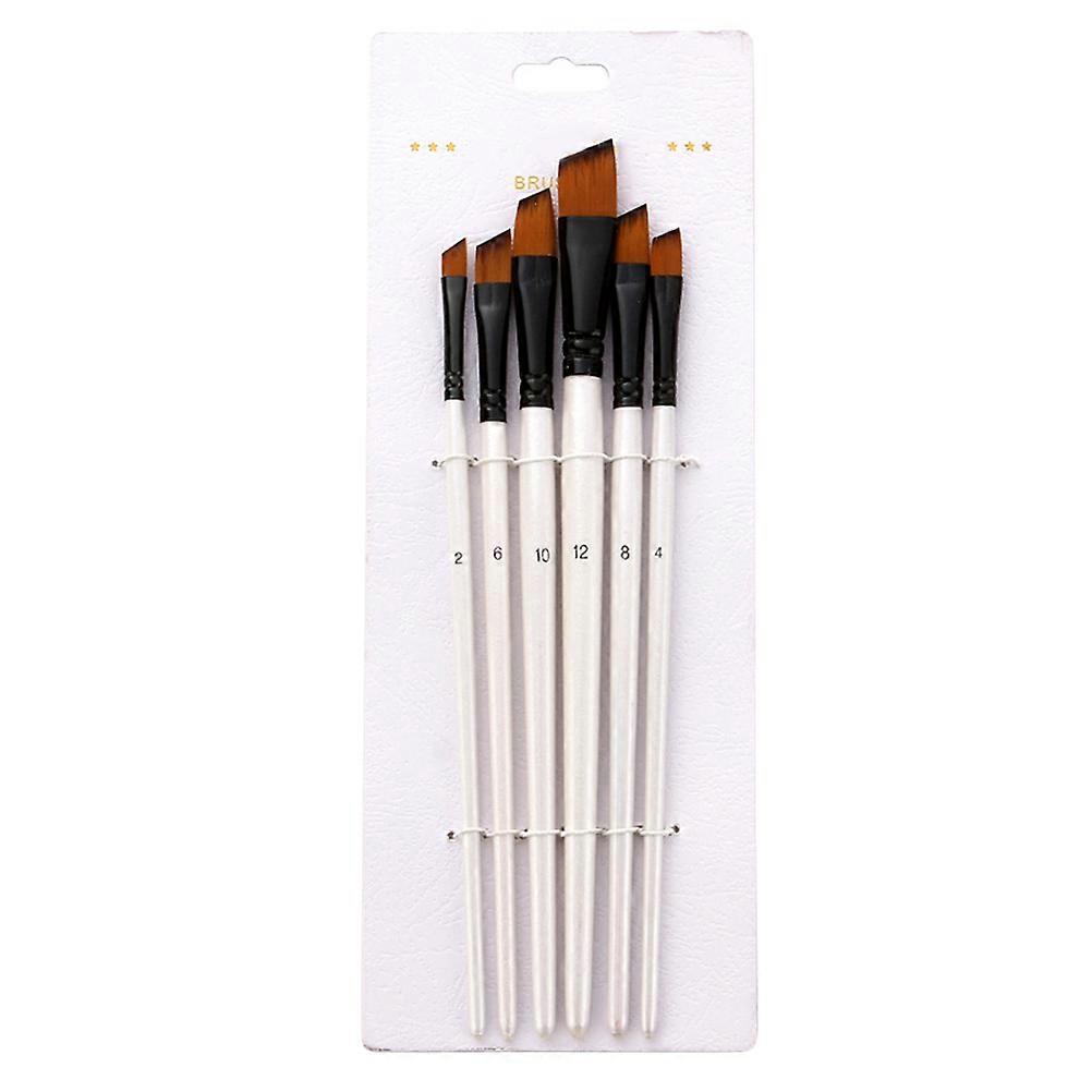 High-End Nylon Hair Painting Brushes Set 6Pcs Angled Tip For Artists Durable Use 21.1X0.8Cm Excellent Performance