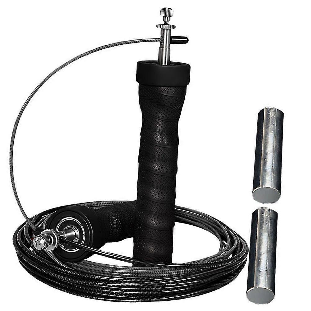 Black ABS Skipping Rope for Sport with Comfortable Nonslip Grip for Indoor Outdoor Use 0.98m