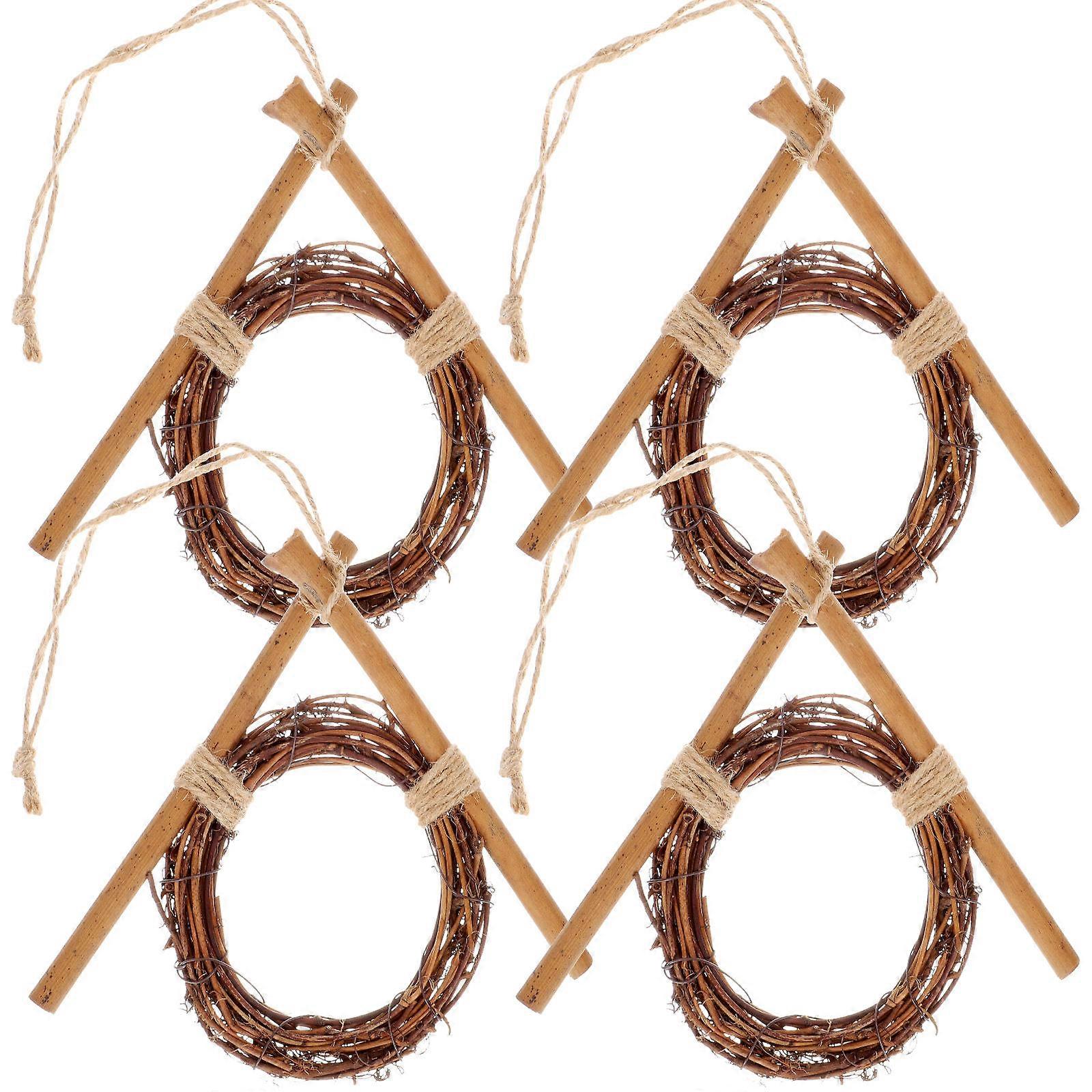 4Pcs Brown Rattan Frames for Decoration Wreath with Modern Flair and Warm Atmosphere 4pcs
