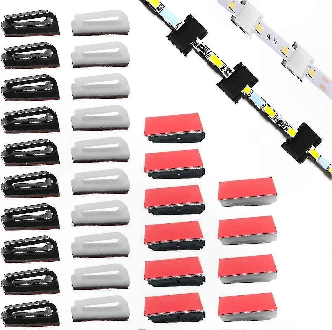 40-Pack Self-Adhesive LED Strip Clips with Cable Organizer for Wire Management
