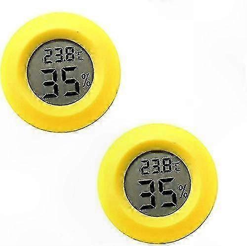 2-Pack Mini LCD Thermometer Hygrometer with Temperature Humidity Display Round Yellow