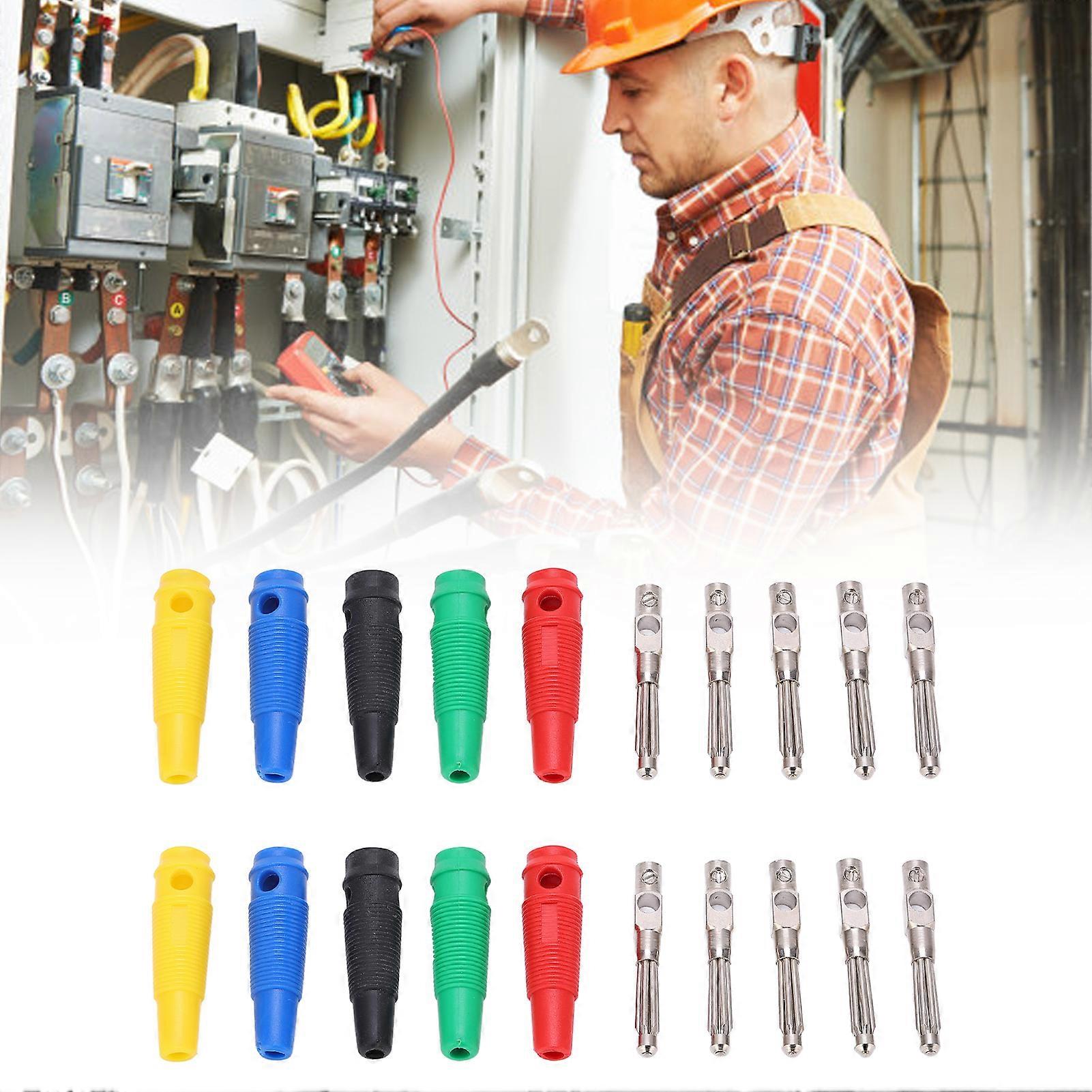 10Pack 4mm 7 Pin Banana Plug 1000V 32A Stackable Banana Plug Male Connector with Soft Sleeve for Audio Cable