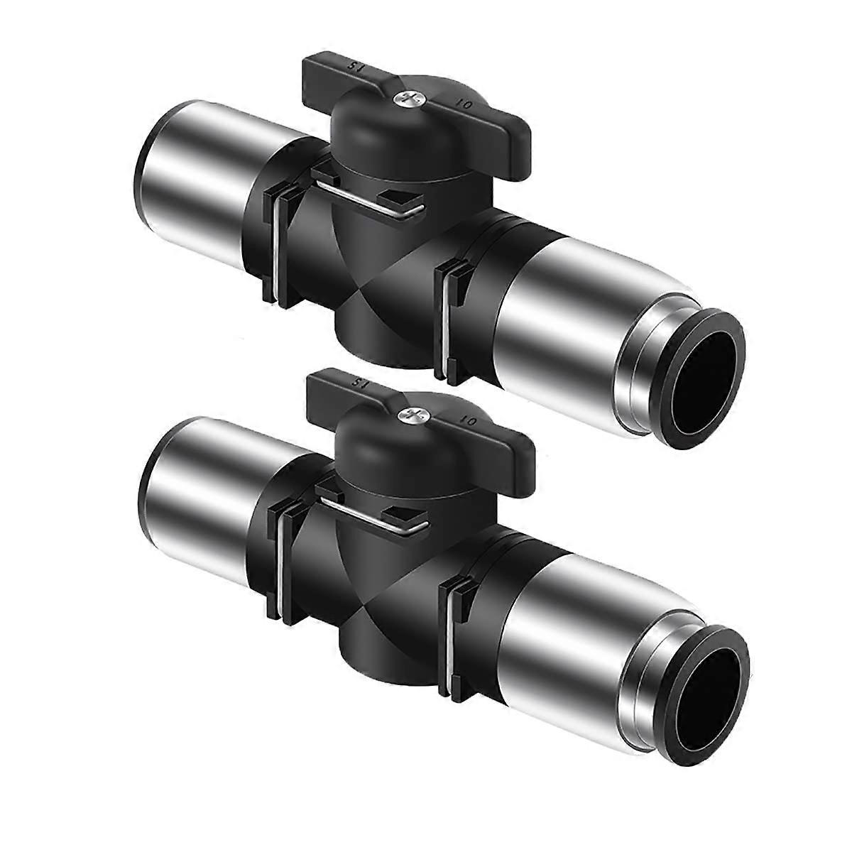 Pneumatic Ball Valve Set of 2 with 10mm ID Air Flow Control Switch, Black Plastic Air Shutoff Connector