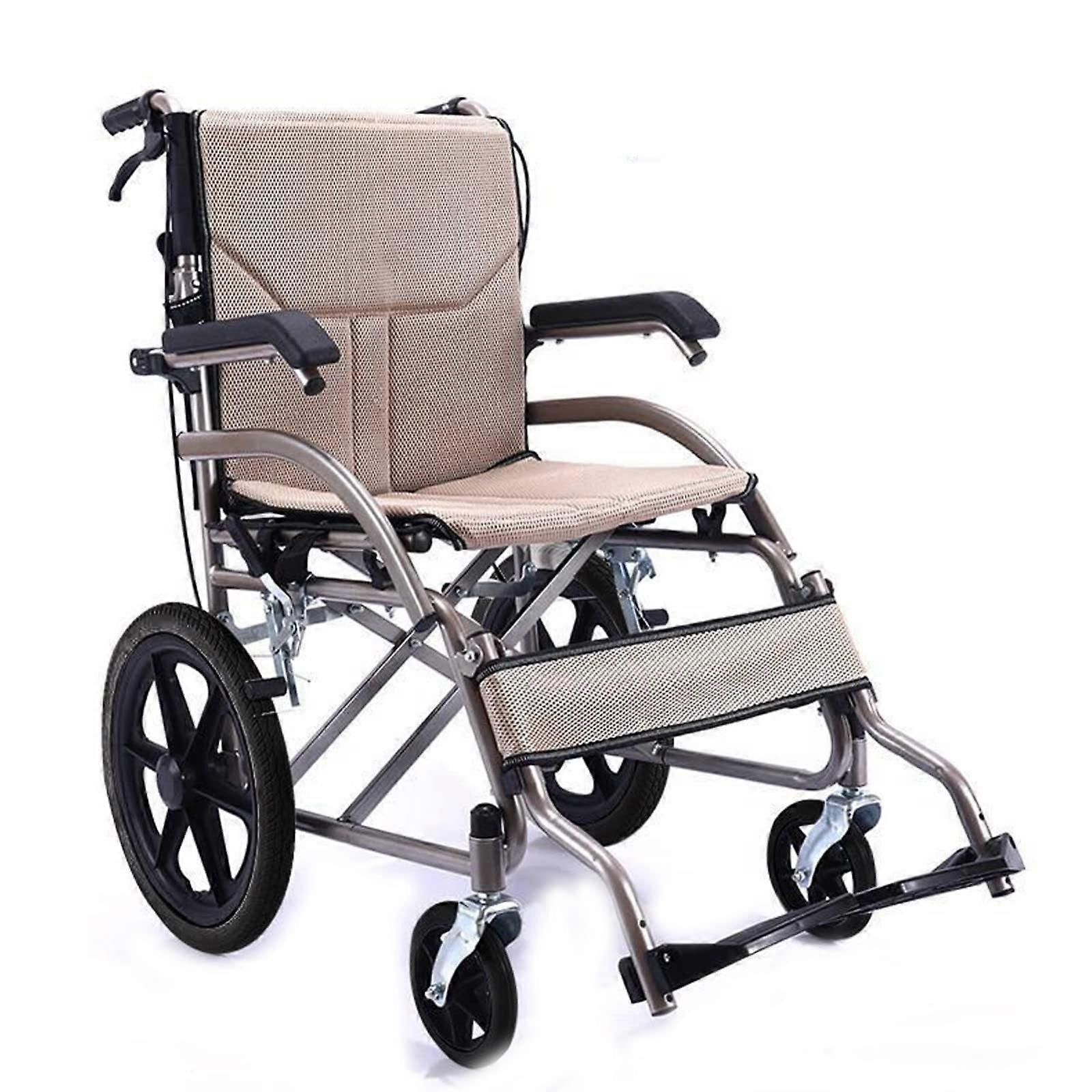 Foldable Lightweight Wheelchair with Reclining Back, Portable Transport Wheelchair for Disabled and Elderly