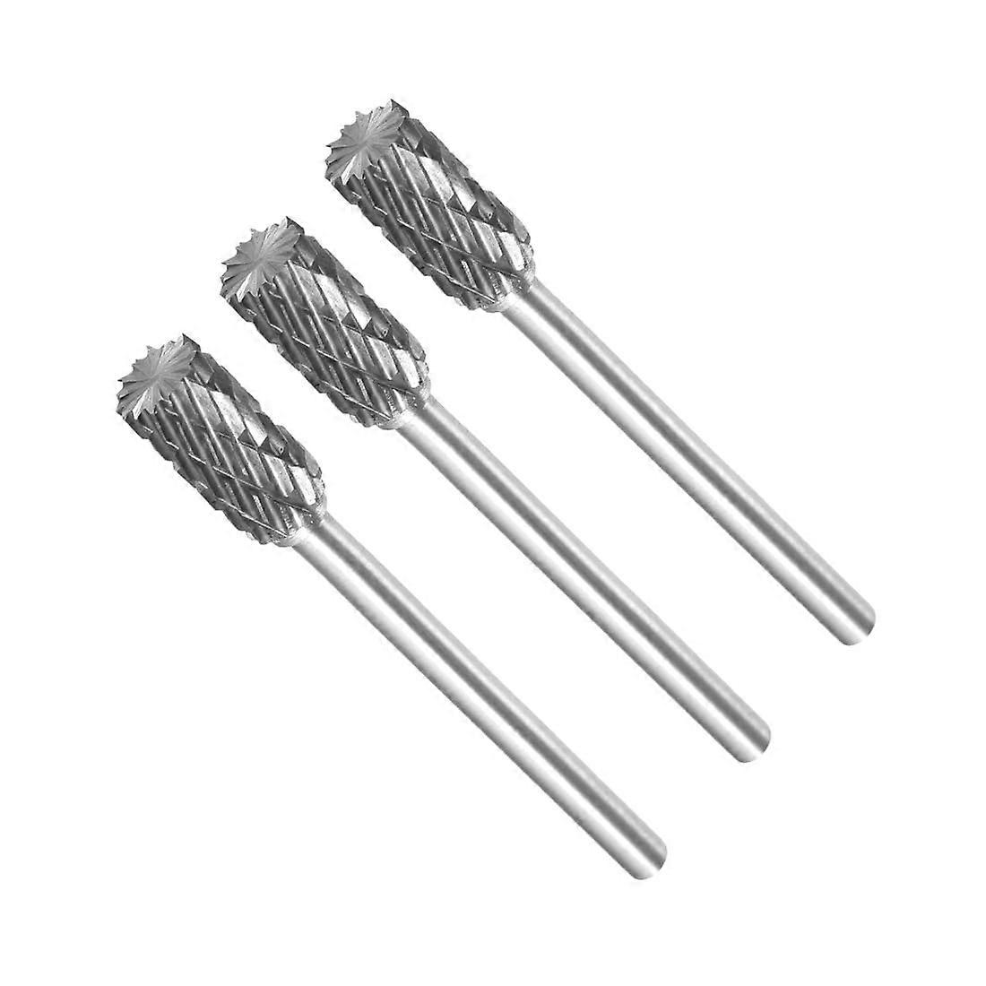 Tungsten Carbide Rotary Burr Set 1/8" Shank 1/4" Double Cut Cylinder Bits for Metal Engraving, 3 Pack