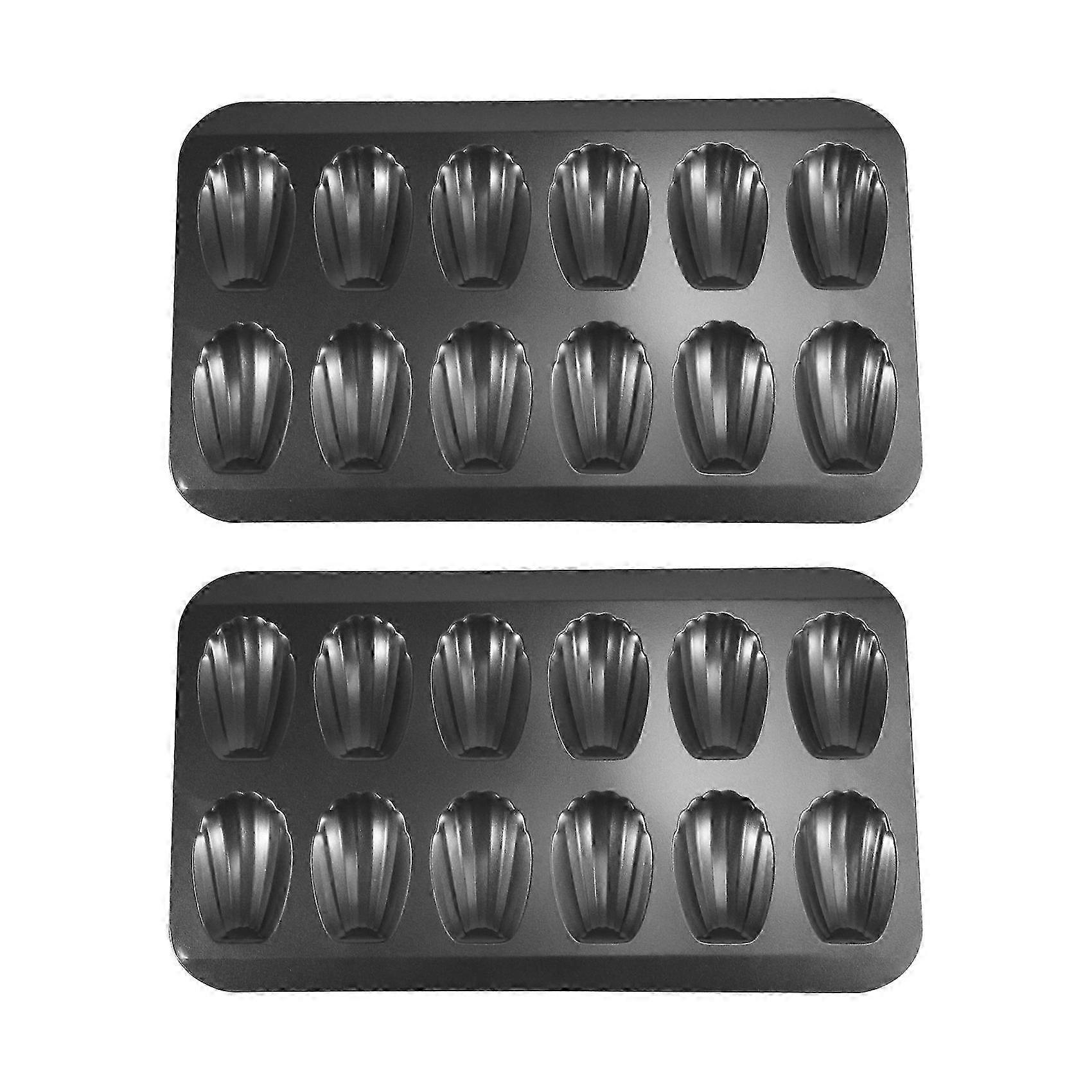 2 Packs Non-Stick Madeleine Pot with Shell Cake Baking Tray - Chocolate BakingMold 12