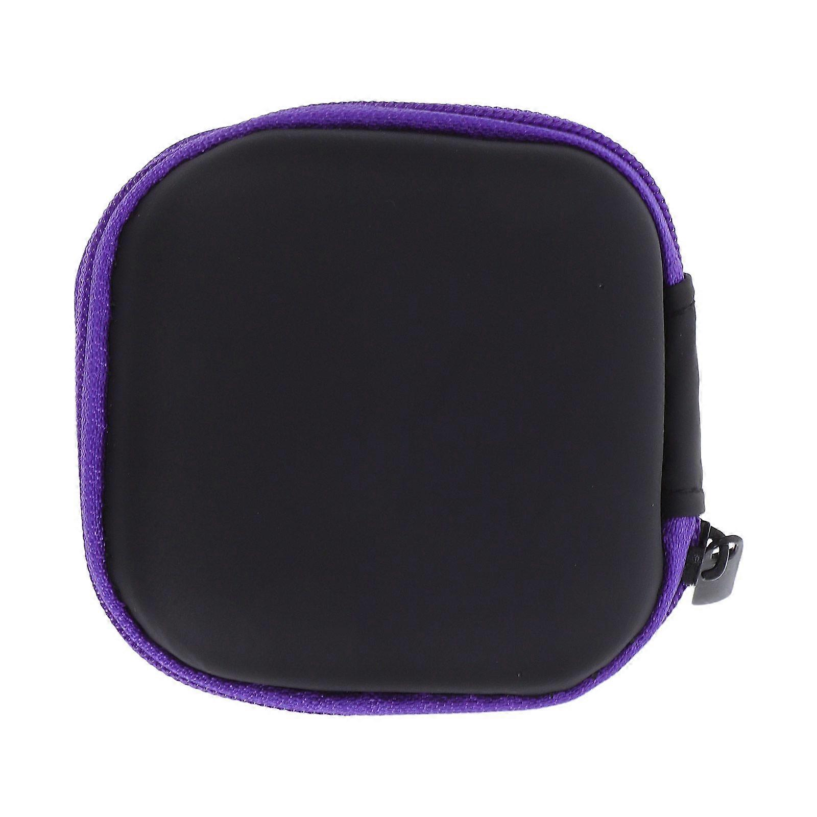 Assorted Color Mini EVA Headphones Storage Box Case Portable Travel Carrying Case Earphones Earbuds Headset USB Cable Pouch (Purple)