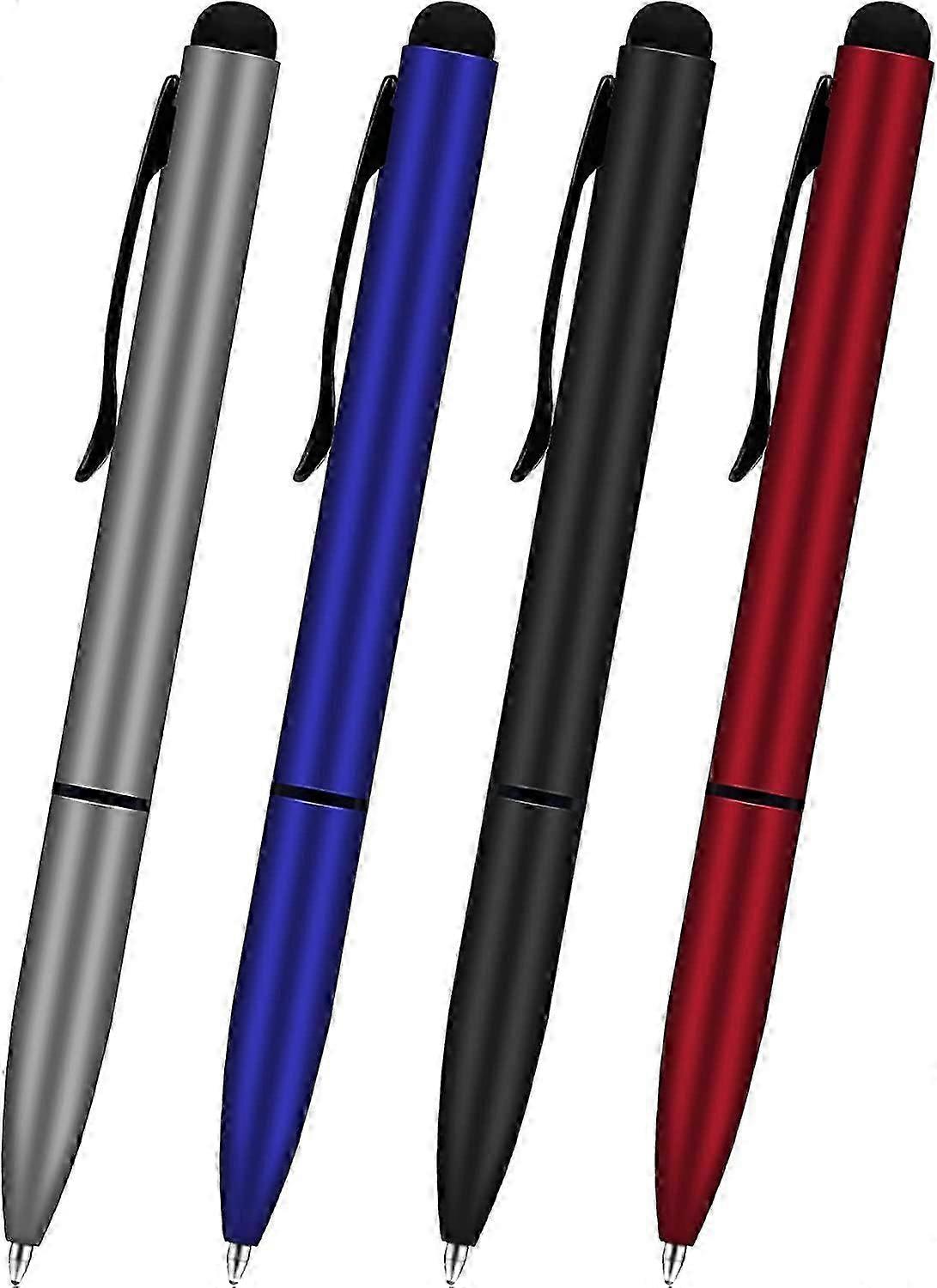 Soft Touch Click Stylus, 2-in-1 Retractable Metal Stylus, Black Ink, 4 (