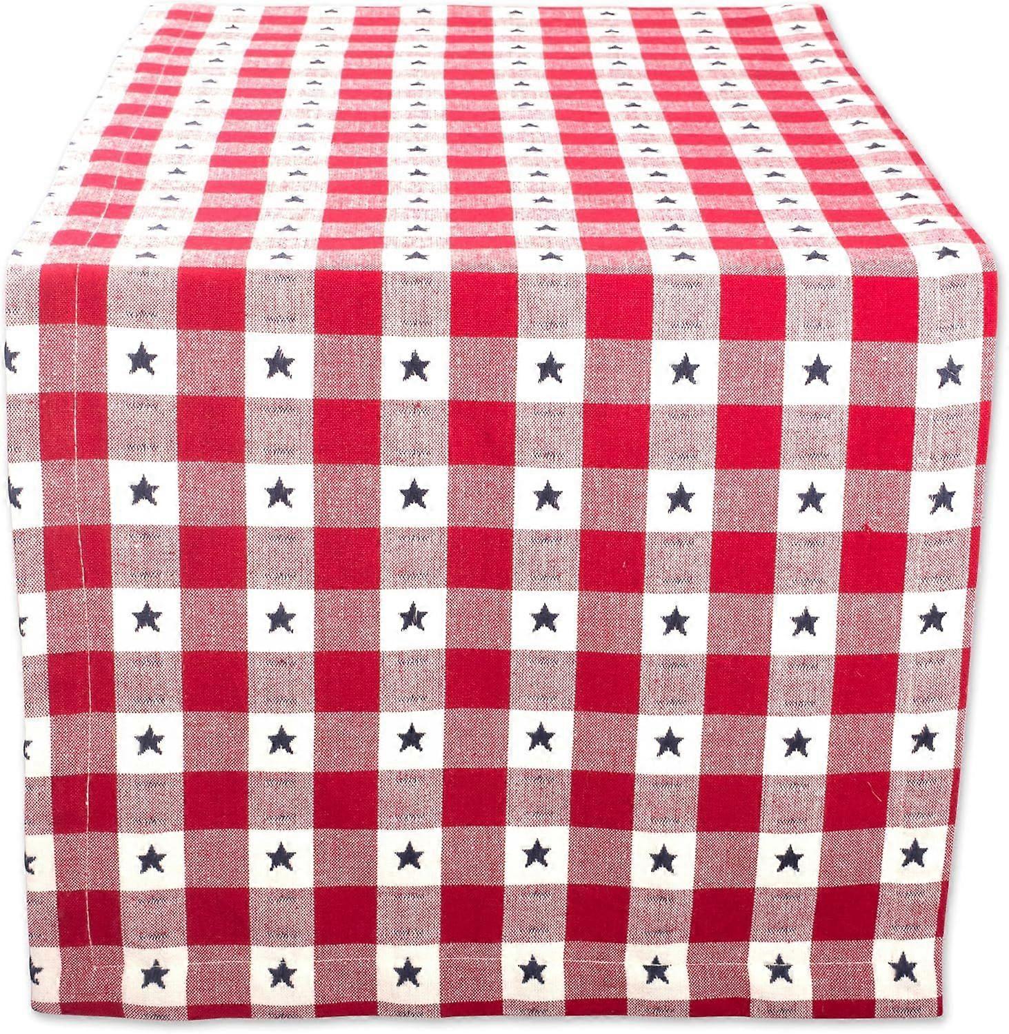 Patriotic 4th of July Stars and Check Summer Tabletop Collection, Table Runner