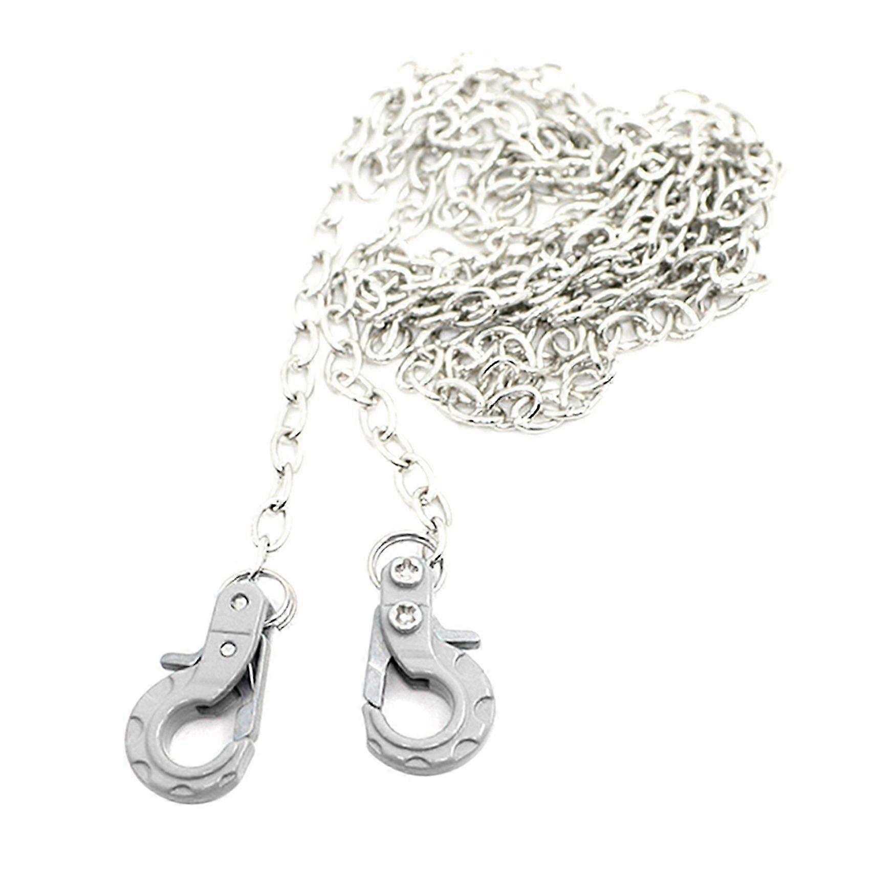 RC Car Metal Tow Chain with Trailer Hook for TRX4 Axial SCX10 90046 CC01 D90 D110 RC Climbing Car Silver