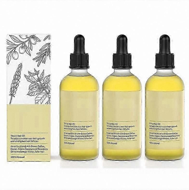 Natural Hair Growth Oil Blend with Caffeine, Biotin, Castor & Argan Oils, 1-3PCS