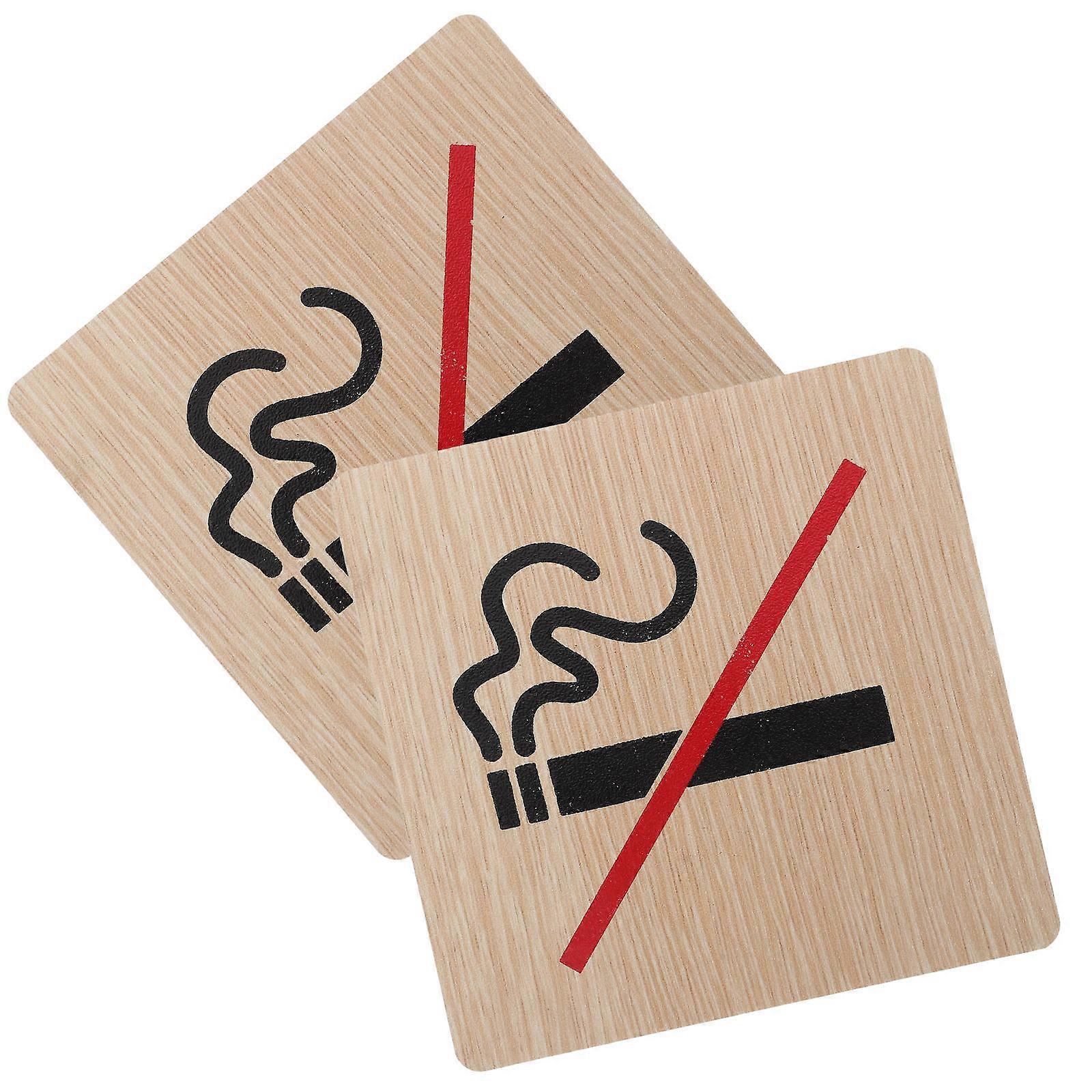 Wooden No Smoking Sign Set of 2 – Rustic Prohibition Warning for Cafe, Office, Home – Highly Noticeable, Easy to Recognize, Promotes Safety and Order
