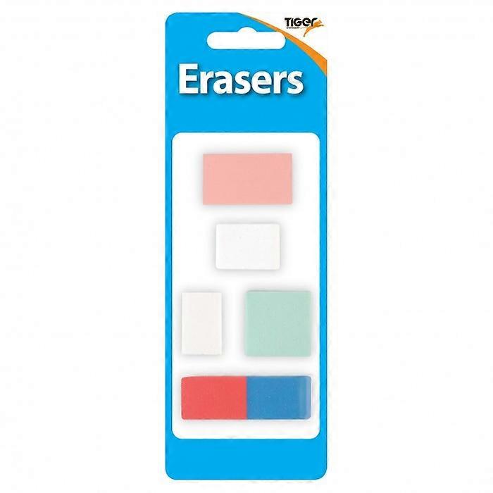 Tiger Stationery Assorted Designs Eraser (Pack of 5)