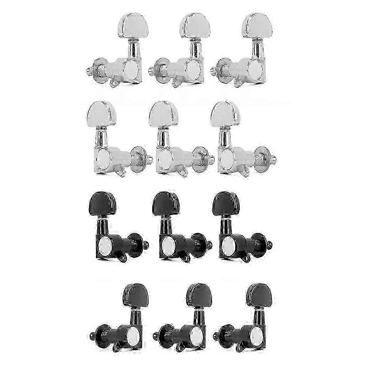 Lot de 12 mécaniques de guitare électrique mini accordeurs ovales en métal pour chevilles daccordage