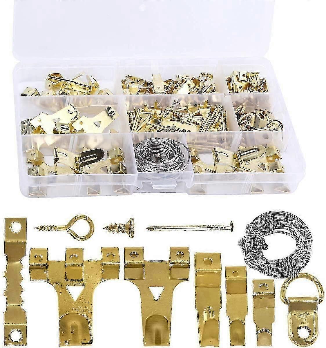 250pcs Picture Hanging Kit, Picture Hanging Hooks Kit With Hooks, Nails, D Ring