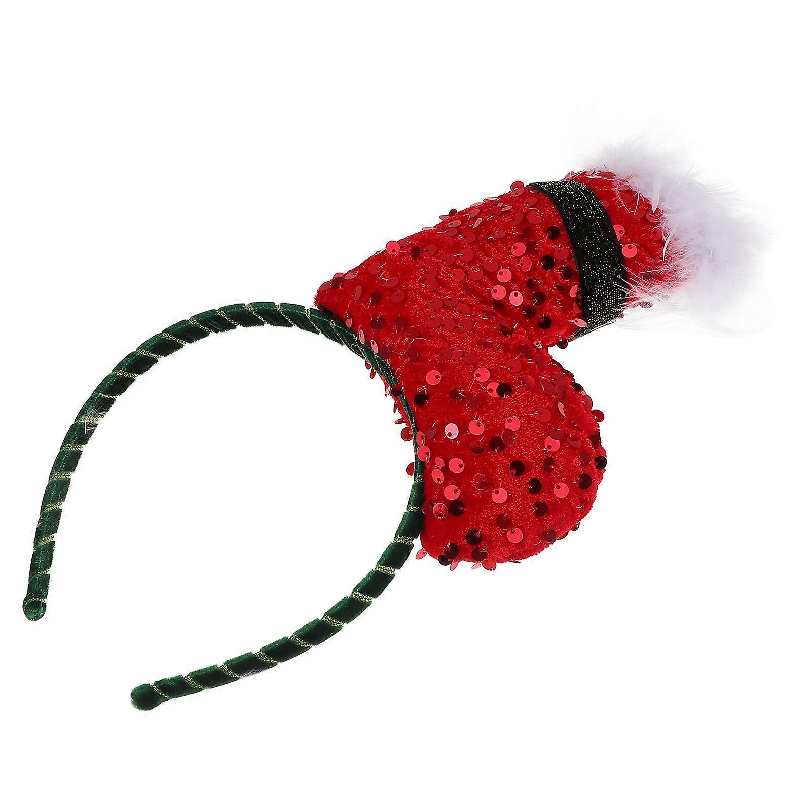 Christmas Santa Headband for Party Fun with Red Sequin Decoration