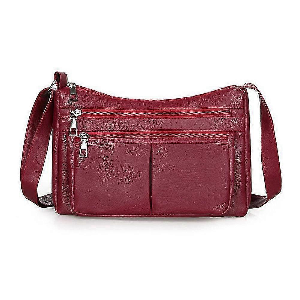 حقيبة كتف أنيقة متعددة الطبقات من الجلد الأصلي للاستخدام اليومي