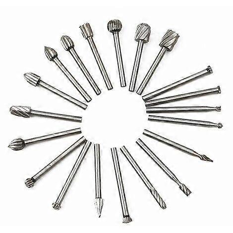 Rotary Burrs - 20Pcs HSS Milling Bits Wood Milling Cutter Woodworking Router Bits with 3mm