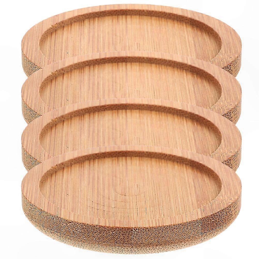 Natural Bamboo Coasters Set of 4 Heat Resistant Anti Slip Drink Mats for Home Easy to Clean Brown Finish
