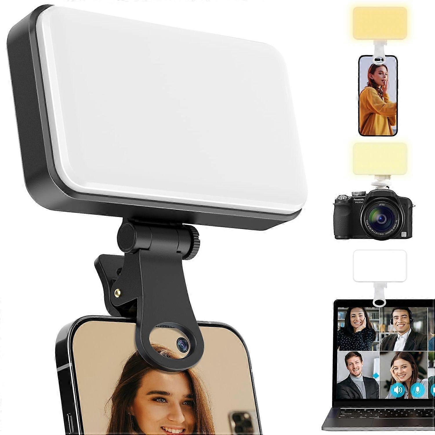 66 LED Portable Selfie Light, iPhone Light with 3 Lighting Modes and 5 Brightness Levels, Clip-on Light for Phone/Camera/Laptop (black)