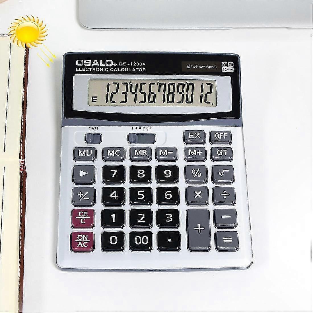 12-Digit Dual Power Desktop Calculator with Solar Energy Functionality