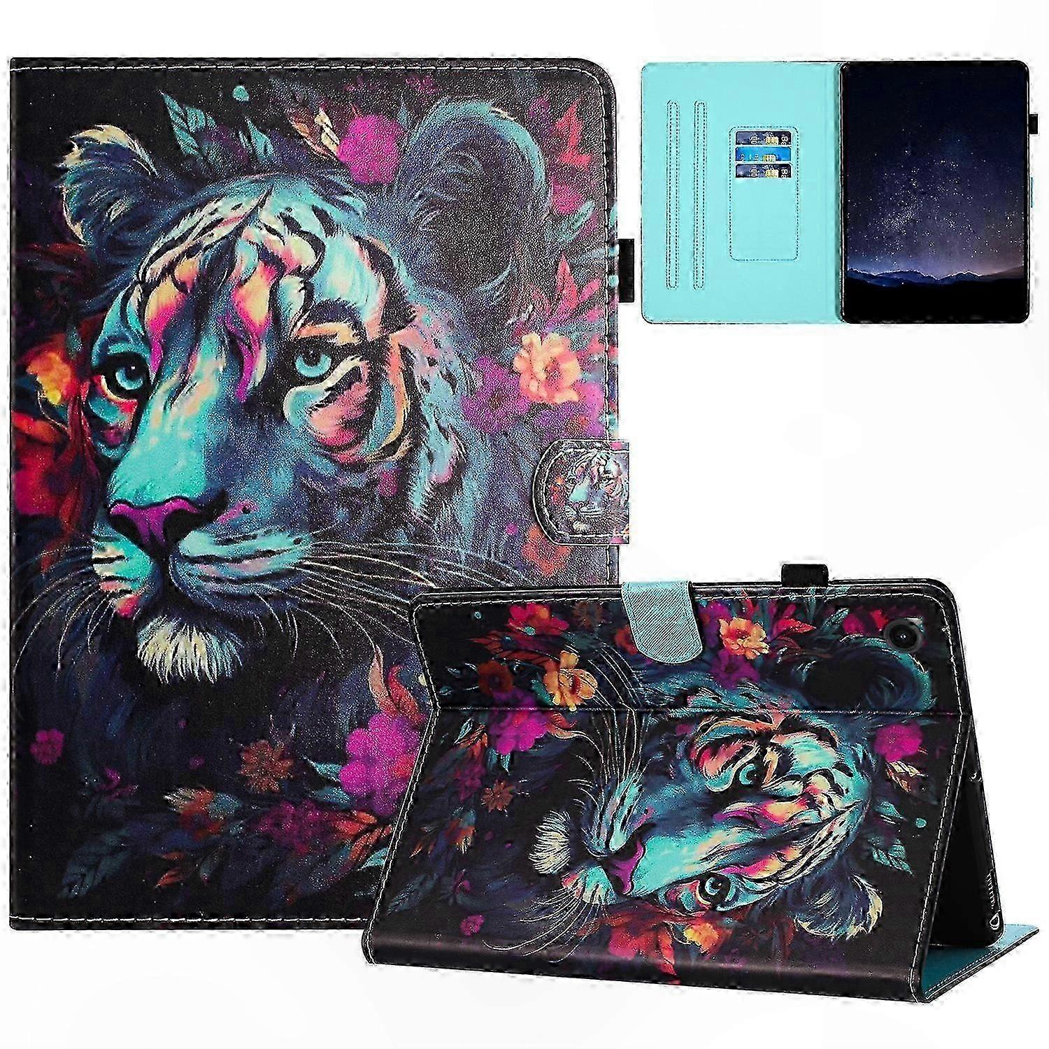 Leather Pattern Case with Card Holder for 10.5 Inch Tablet Cover