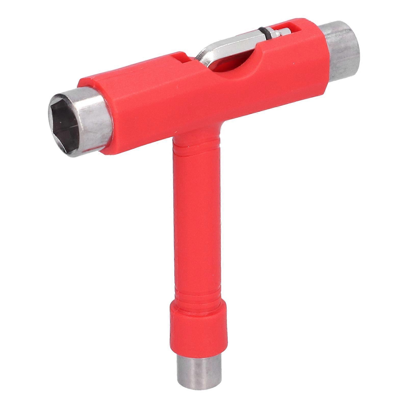 Skate Tool MultiFunction Portable Skateboard TType Hex Key Kit Fastener Hardware Red