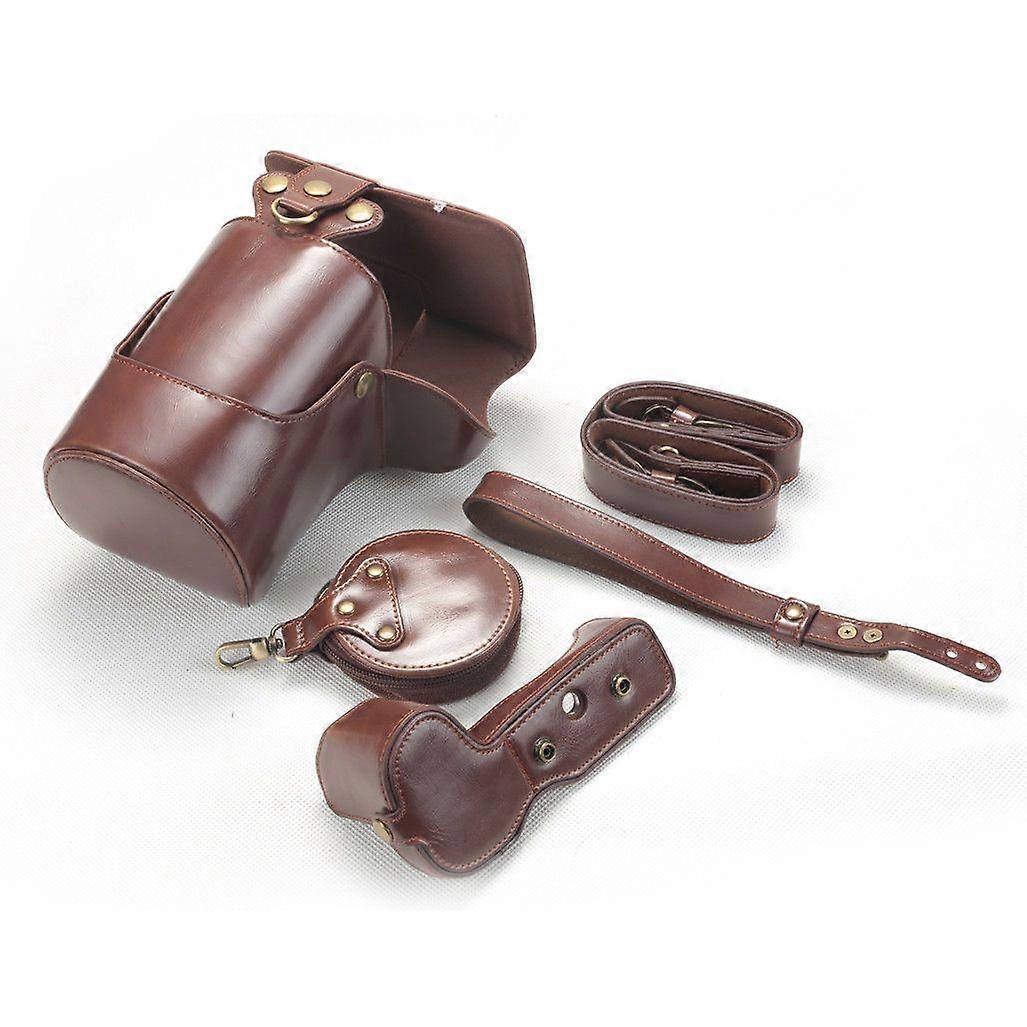 PU Leather Camera Protection Case + Strap + Camera Lens Bag for Canon EOS R